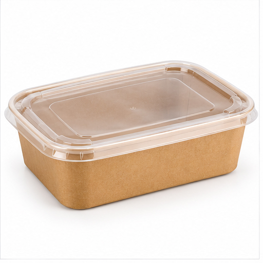 Whitedrop Disposable Kraft Paper Bowls with Lids – Eco-Friendly Rectangle Food Containers | Leak-Resistant Soup Bowls | Microwave & Freezer Safe | Takeaway & Meal Prep