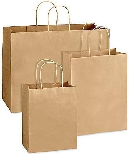 Whitedrop Brown Paper Bags with Twisted Handles | Eco-Friendly Kraft Bags for Parties, Weddings, Lunch, Takeaway, Grocery & Gift Wrapping | 50 PCs