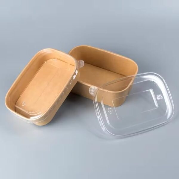 Alternative view of Whitedrop Disposable Kraft Paper Bowls with Lids – Eco-Friendly Rectangle Food Containers | Leak-Resistant Soup Bowls | Microwave & Freezer Safe | Takeaway & Meal Prep