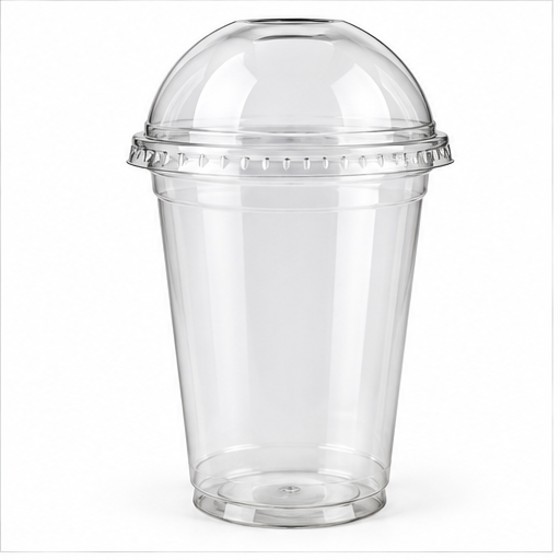 Whitedrop Plastic Smoothie Cups with Dome Lids | Strong Clear Plastic Cups for Milkshakes, Smoothies, Iced Coffee, Slushy and Bubble Tea with Lids | 100% Reusable