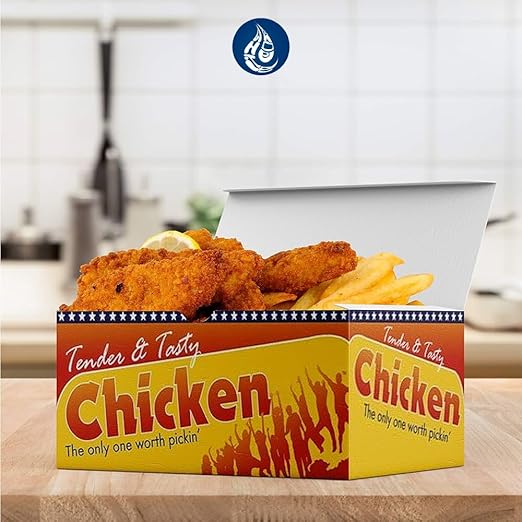 Whitedrop Chicken & Chips Boxes FC0 | Disposable Takeaway Food Boxes | Leak Resistant Cardboard Snack Containers for Fried Chicken, Chips & Fast Food - Image 2