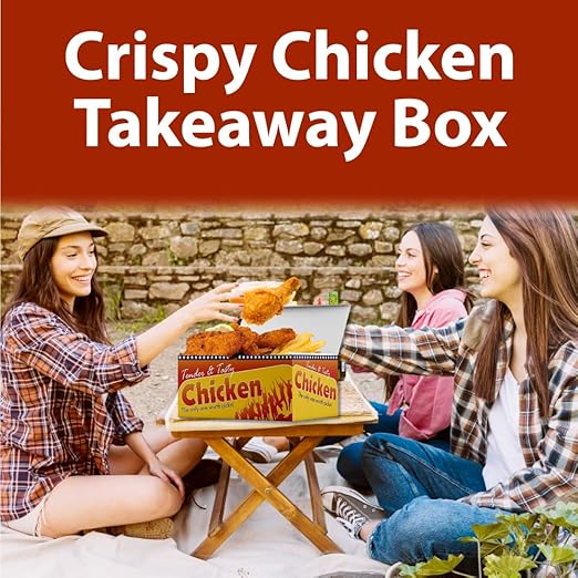 Whitedrop Chicken & Chips Boxes FC0 | Disposable Takeaway Food Boxes | Leak Resistant Cardboard Snack Containers for Fried Chicken, Chips & Fast Food - Image 5