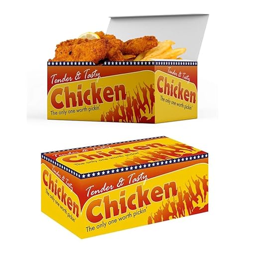 Whitedrop Chicken & Chips Boxes FC0 | Disposable Takeaway Food Boxes | Leak Resistant Cardboard Snack Containers for Fried Chicken, Chips & Fast Food