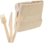 Whitedrop Disposable Wooden Cutlery Set | Biodegradable & Eco-Friendly | Set Includes Forks, Spoons & Knives | Ideal for Parties, Events, Catering & Takeaway