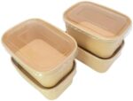 Whitedrop Disposable Kraft Paper Bowls with Lids – Eco-Friendly Rectangle Food Containers | Leak-Resistant Soup Bowls | Microwave & Freezer Safe | Takeaway & Meal Prep