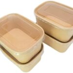 Whitedrop Disposable Kraft Paper Bowls with Lids – Eco-Friendly Rectangle Food Containers | Leak-Resistant Soup Bowls | Microwave & Freezer Safe | Takeaway & Meal Prep