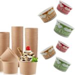Whitedrop Paper Ice Cream Cups | Leak Resistant & Eco-Friendly Disposable Dessert Cups | Ideal for Ice Cream, Frozen Yogurt and More Desserts