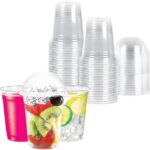 Whitedrop Plastic Smoothie Cups with Dome Lids | Strong Clear Plastic Cups for Milkshakes, Smoothies, Iced Coffee, Slushy and Bubble Tea with Lids | 100% Reusable