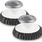 Whitedrop Steel Wool Scrubber | Stainless Steel Scourer with Handle | Heavy Duty Cleaning Pad for Tough Cleaning & Washing Dishes | (2PC)