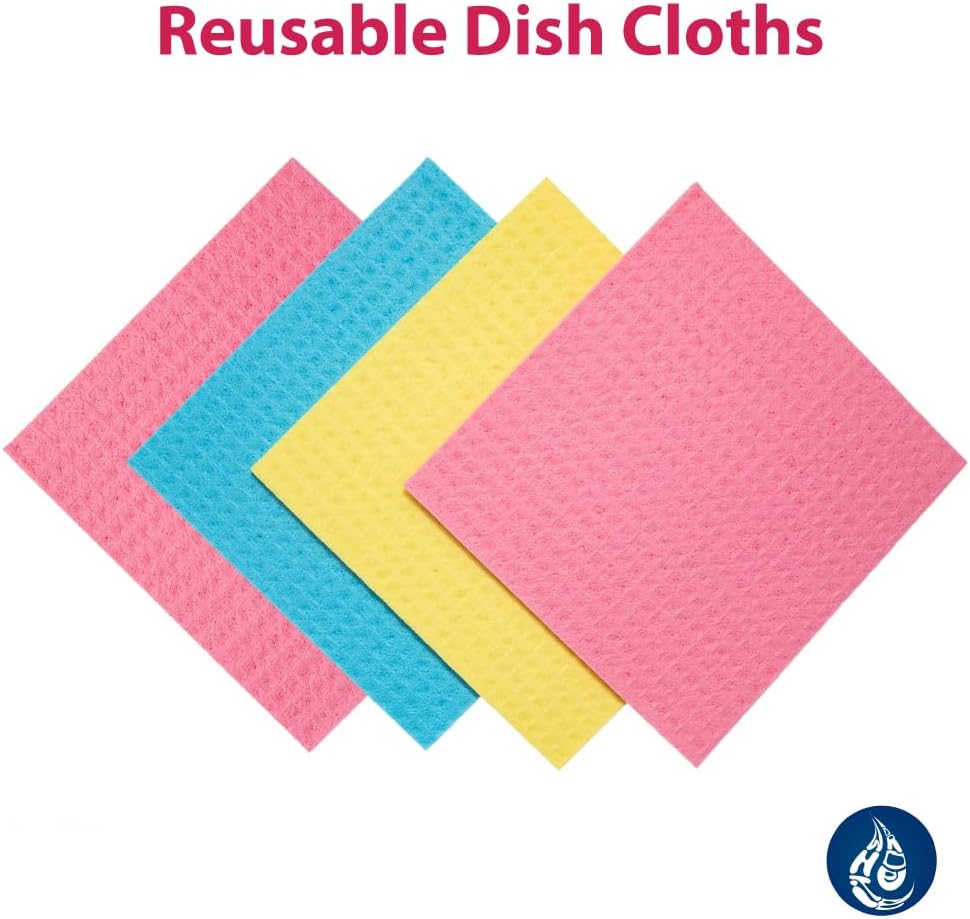 Whitedrop 10 PCS Cellulose Sponge Dish Cloths. Reusable Odor-Free Multi-Colored Cleaning Cloths for Kitchen & Home - Image 3