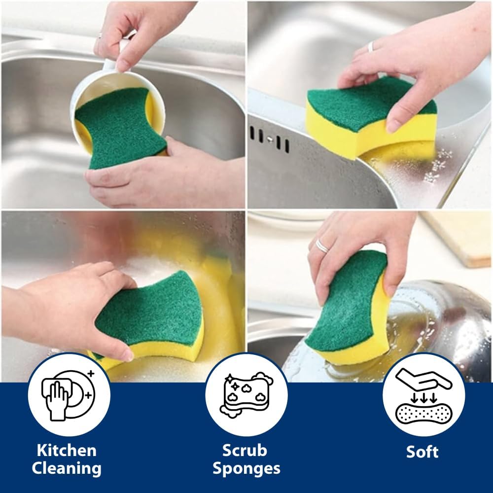 Whitedrop 10 PCS Dish Washing Sponges. Scratch‑Free Cellulose Kitchen Cleaning Sponges - Image 4