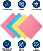 Whitedrop 10 PCS Cellulose Sponge Dish Cloths. Reusable Odor-Free Multi-Colored Cleaning Cloths for Kitchen & Home - Image 6