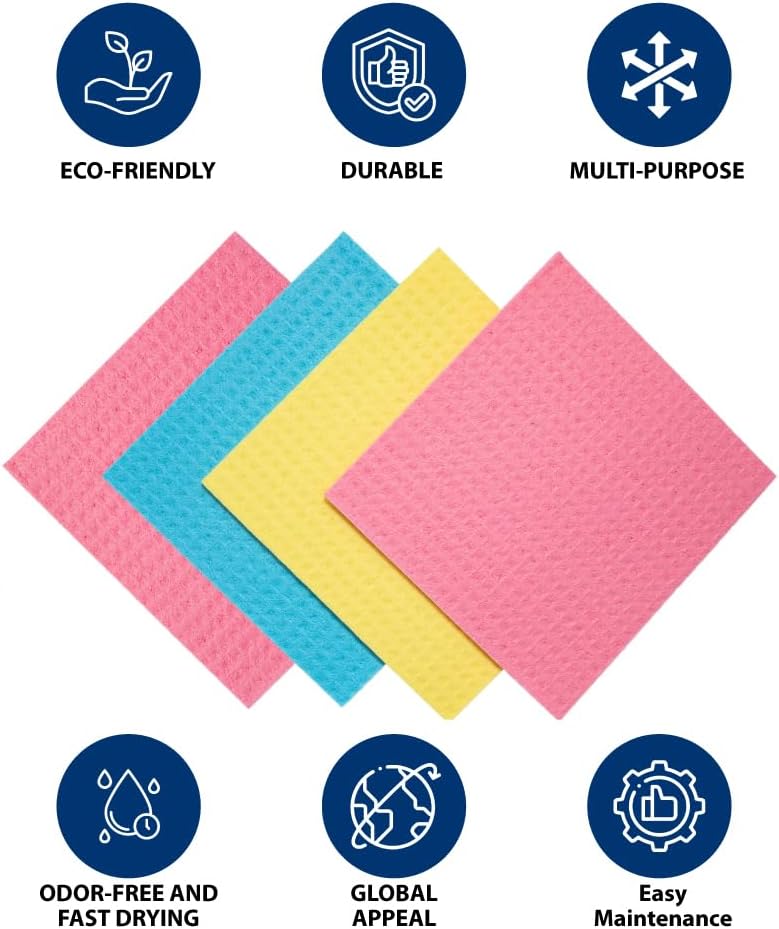 Whitedrop 10 PCS Cellulose Sponge Dish Cloths. Reusable Odor-Free Multi-Colored Cleaning Cloths for Kitchen & Home - Image 6