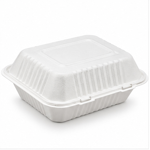 01_Closed_Container_Hero Takeaway Food Containers with Lids – White Leak-Resistant Containers - Image 1